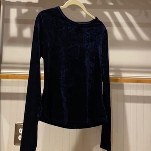 Navy Velvet Long Sleeved Top